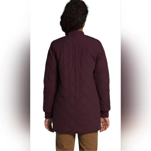 The North Face Womens Quilted Cuchillo Parka Large Coat Fleece Burgundy Maroon - Picture 5 of 16